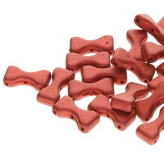 Picture of Bow Tie 3 holes 6x12mm Chalk Lava Red x10g 