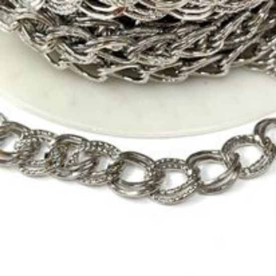 Picture of Chain double twisted 10mm textured Silver Tone x1m