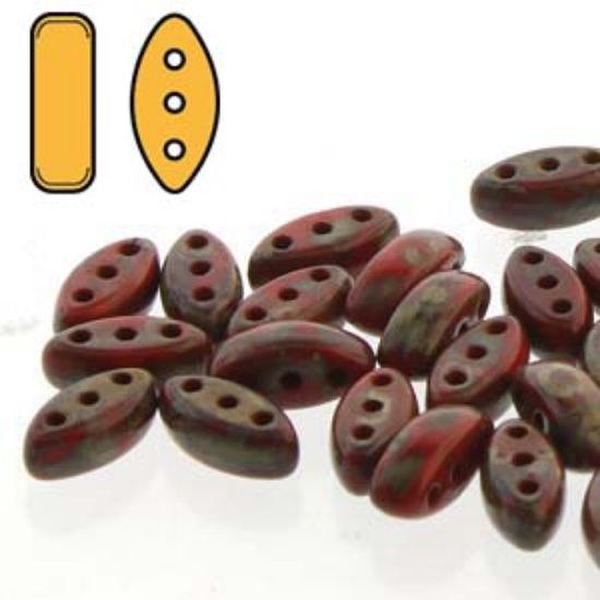 Picture of Cali Beads 3x8mm Opaque Red Travertine x30 