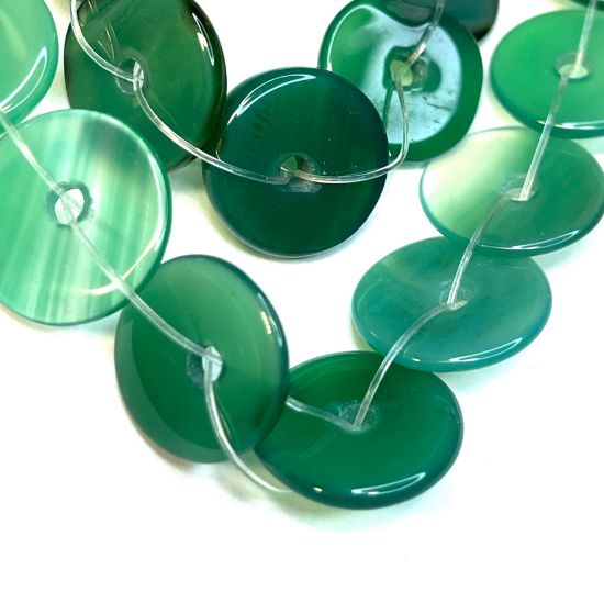 Picture of Donut Agate (dyed/heated) 15mm hole 3mm Green x13