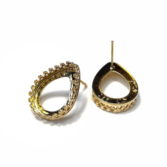 Picture of Premium Ear Stud Crown 4320 18x13mm drop 24kt Gold Plate x2