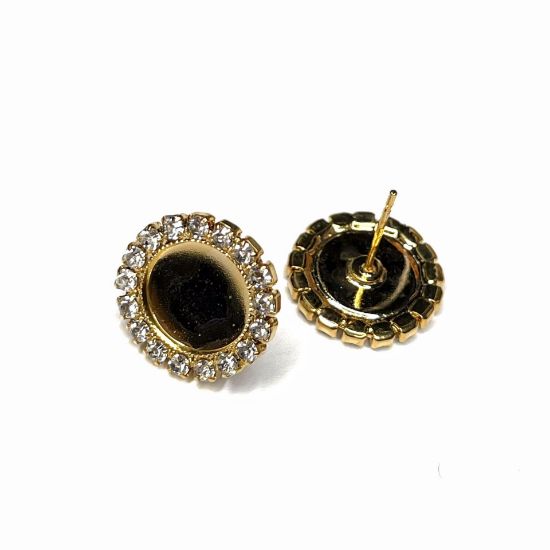 Picture of Ear Stud setting 10mm round w/ Crystals 24Kt Gold Plate x2