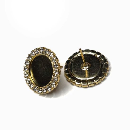 Picture of Ear Stud setting 12mm round w/ Crystals 24Kt Gold Plate x2