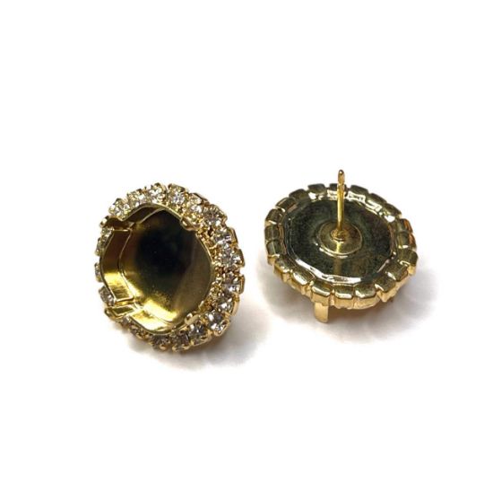 Picture of Ear Stud 4470 Square 12mm w/ Crystals 24Kt Gold Plate x2