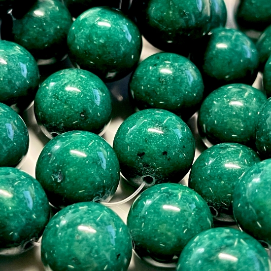 Picture of Mountain "Jade" bead 14mm round  Dark Green x5