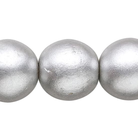 Picture of Wood Bead 20mm round Metallic Silver x5 