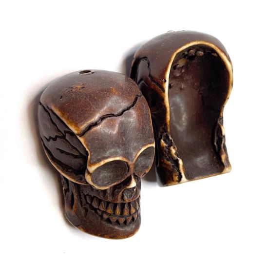 Picture of Resin Skull 39x24mm hole: 3mm Dark Brown x1