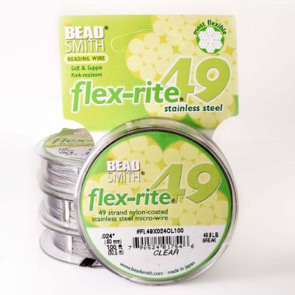 Beading wire, Accu-flex®, nylon and stainless steel, clear, 7