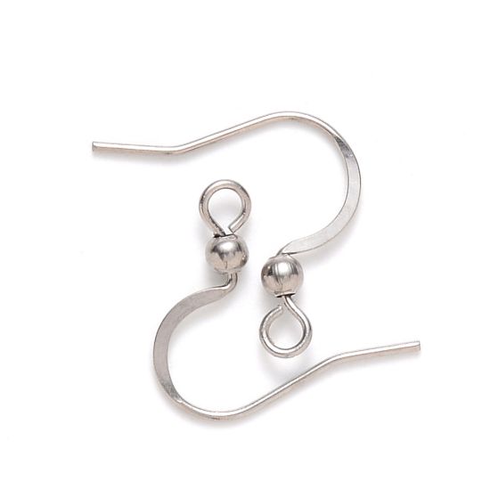 Picture of Stainless Steel Ear Wire Fishhook  18mm w/ open loop x10
