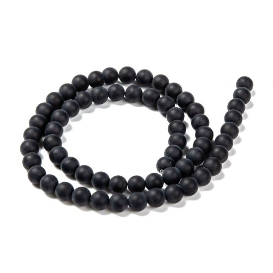Picture of Agate bead 6mm round Frosted Black x38cm