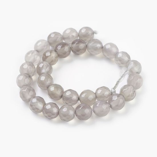 Picture of Agate 6mm faceted round Grey 18xcm