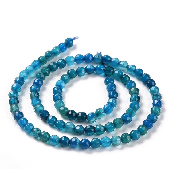 Picture of Agate (dyed) bead 4mm faceted round Teal x35cm