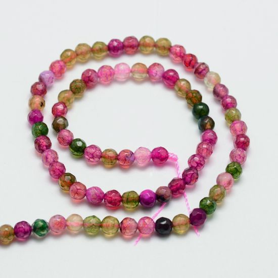 Picture of Agate (dyed) 4mm faceted round Rose Garden x35cm