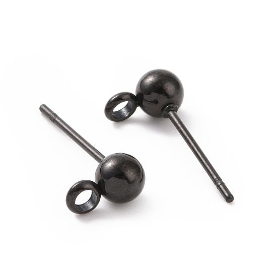 Picture of Stainless Steel Ear Stud ball 6mm w/ loop Black x2