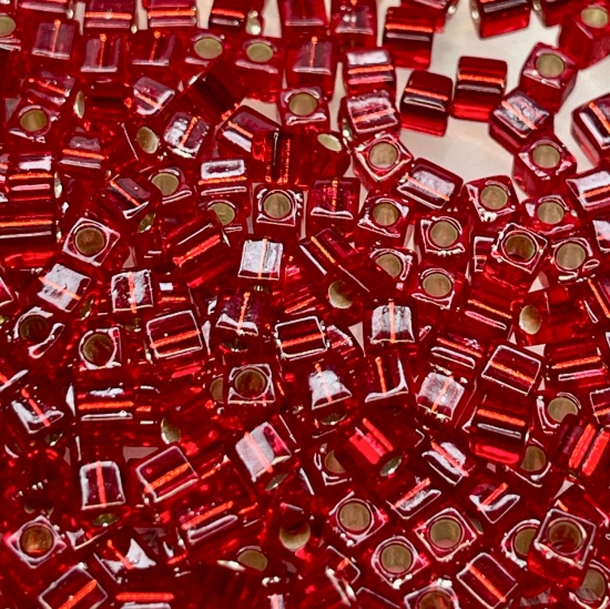 Picture of Miyuki Cubes 3mm 11 Silver Lined Ruby x10g