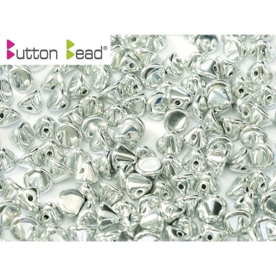 Picture of Button Bead 4mm Crystal Labrador Full Silver x50
