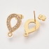 Picture of  Stainless Steel Ear stud Strass 18x11mm drop w/ loop Gold x2