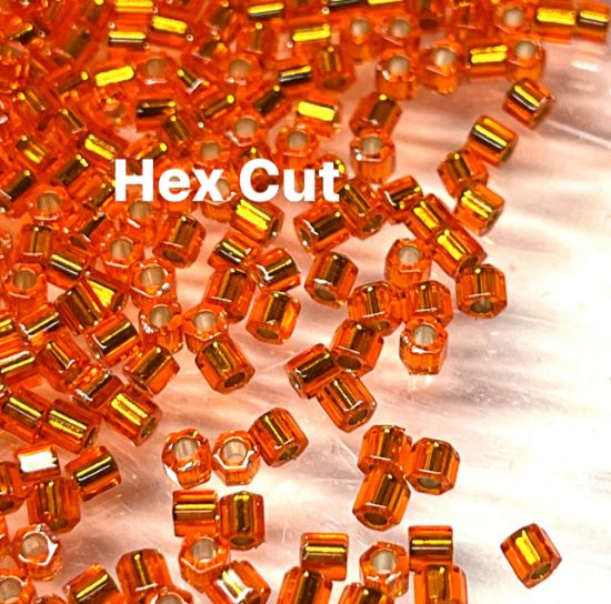 Picture of Miyuki Rocaille  8/0 Hex Cut 8 Silver-Lined  Orange x10g