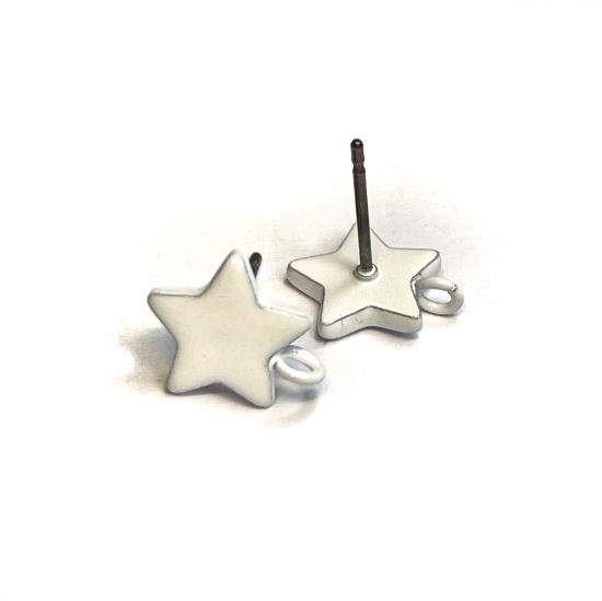 Picture of Ear Stud Star 8mm w/ Loop White x2