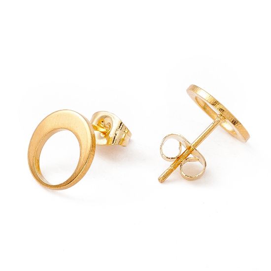 Picture of Stainless Steel Ear Stud 10mm donut  24kt Gold Plated x2