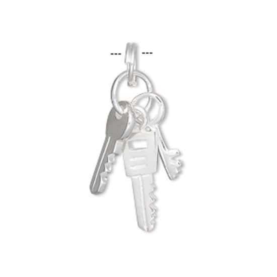 Picture of 925 Silver Charm 17x14mm key ring w/ three keys x1