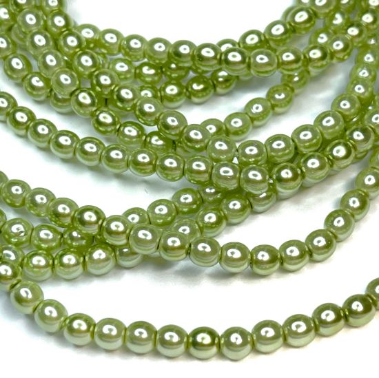 Picture of Czech Glass Pearls 4mm Olivine x120