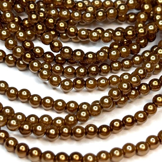 Picture of Czech Glass Pearls 3mm Antique Gold x150
