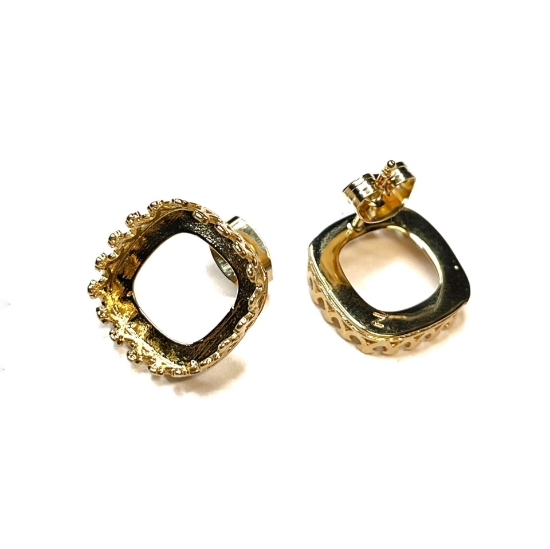 Picture of Premium Ear stud Crown 4470 12mm square 24Kt Gold Plate x2