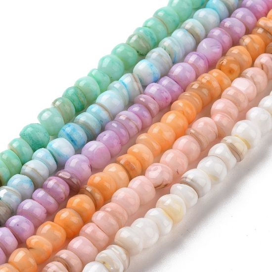 Picture of Shell Beads 6x4mm rondelle colour mix x38cm x5 
