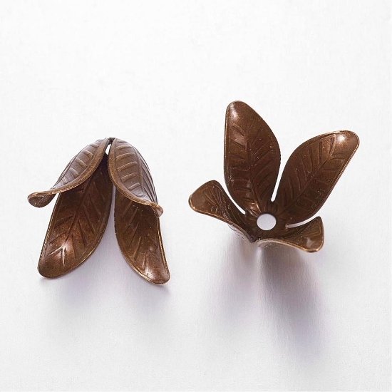 Picture of Bead Cap 22x17mm 4-petal flower Bronze x2