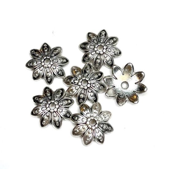Picture of Bead Cap 18mm flower Antique Silver x2