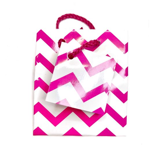Picture of Gift Tote Bag Chevron 9x7,5cm Pink x5