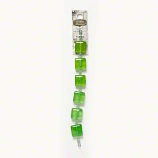 Picture of Resin Bead Manor House 5-6mm round and 19x19mm puffed square (6)  Translucent Green x1