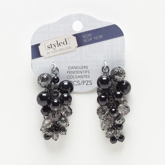 Picture of Tori Spelling Acrylic/Glass Danglers Black/Grey x2 