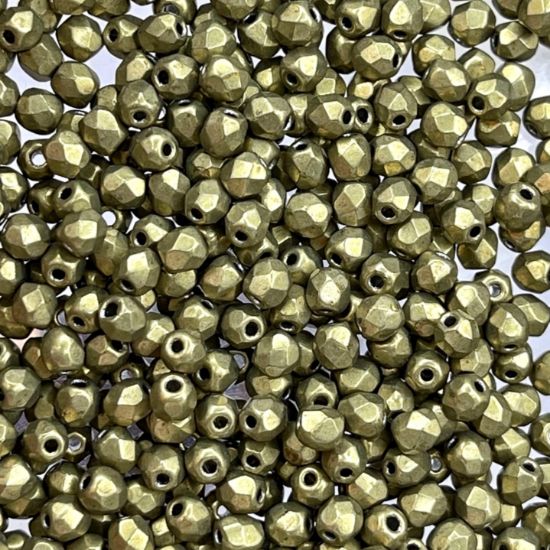 Picture of Fire-Polished 2mm Saturated Metallic Golden Lime x50