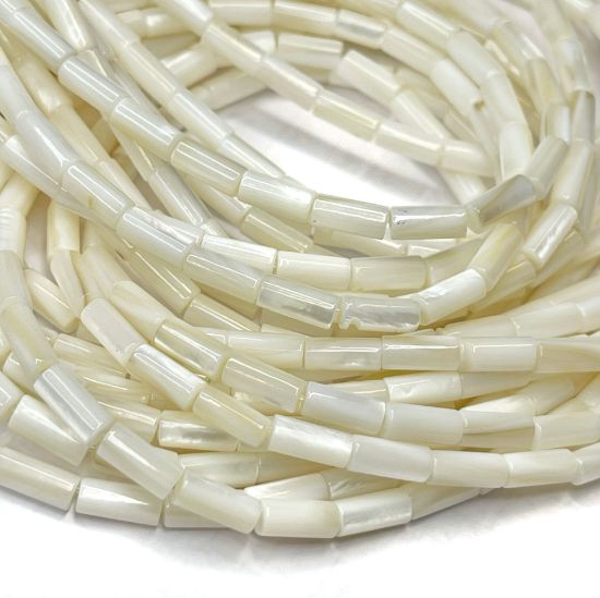 Picture of Shell Beads 8x4mm tube Seashell White x38cm