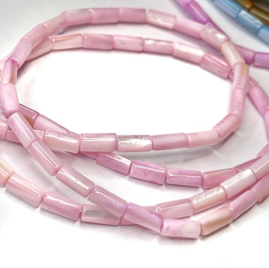 Picture of Shell Beads 8x4mm tube Pink x38cm
