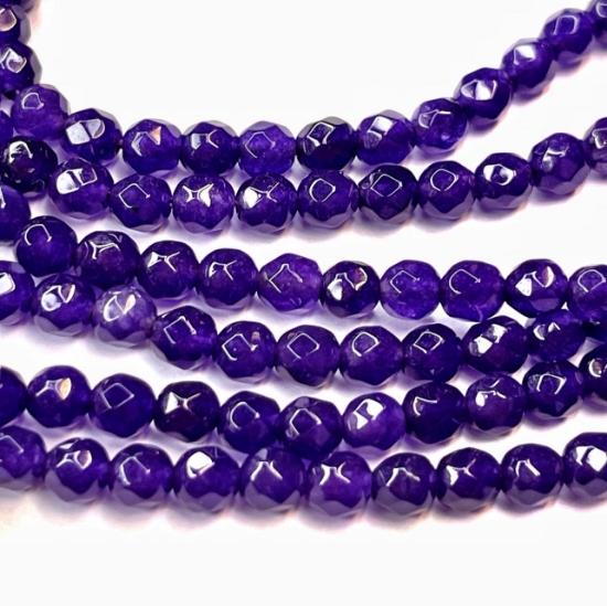 Picture of Jade (dyed) bead 4mm faceted round Purple x36cm