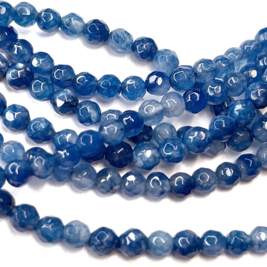 Picture of Jade (dyed) 4mm faceted round Dark Blue x36cm