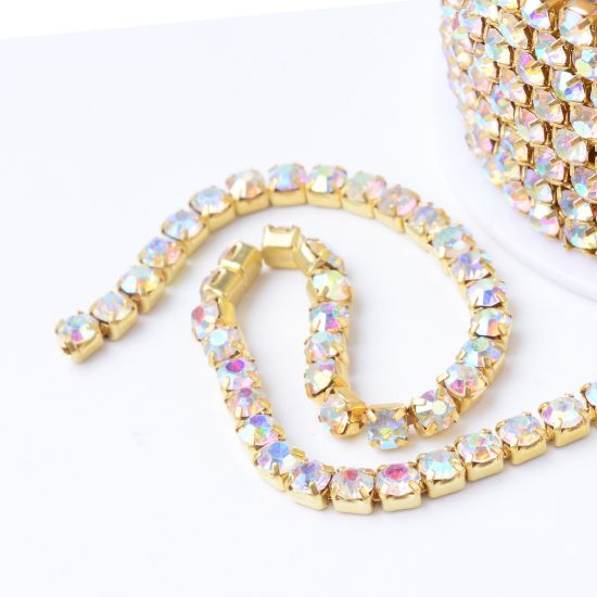 Picture of Strass  Brass Chain 2mm Gold Tone - Crystal AB x1m 