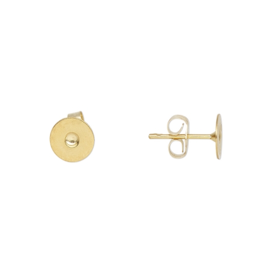 Picture of 14Kt Gold-Filled Ear stud flat pad  6mm round  w/ earnuts x2