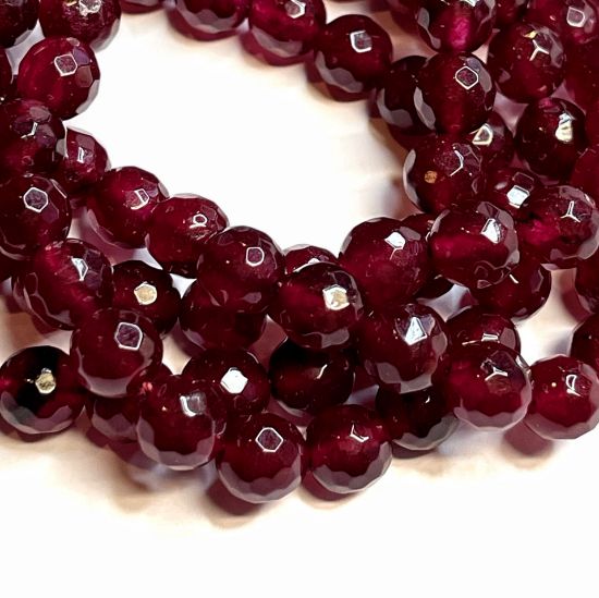 Picture of Malaysia "Jade" (dyed) 8mm faceted round Dark Red x38cm
