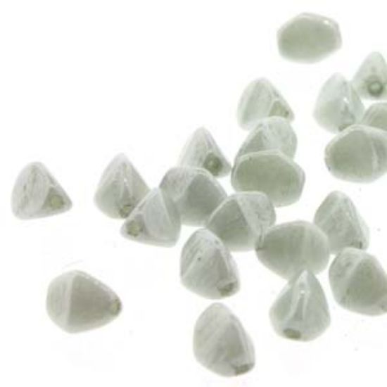 Picture of Pinch Bead 5mm White Green Luster x50