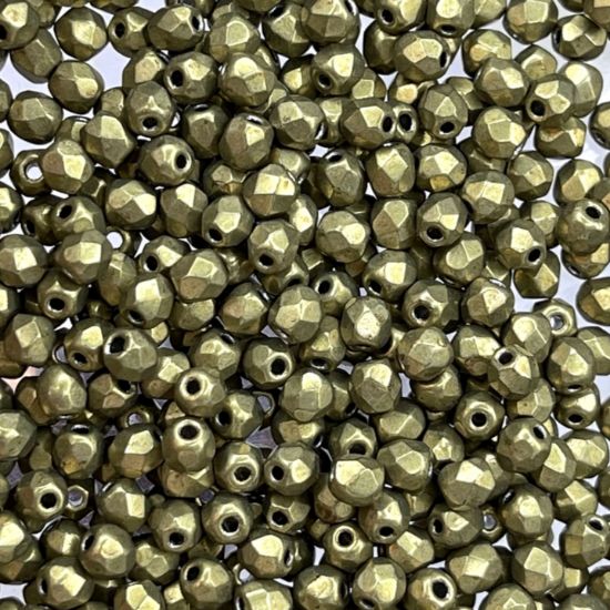 Picture of Fire-Polished 4mm Saturated Metallic Golden Lime x50