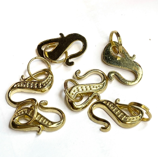 Picture of Clasp Hook 12x17mm ring 8mm with dots Gold x5