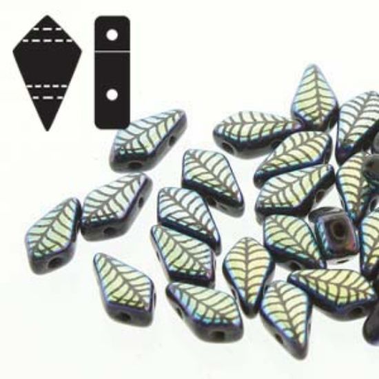 Picture of Kite Beads 9x5mm Jet Laser Leaf x5g