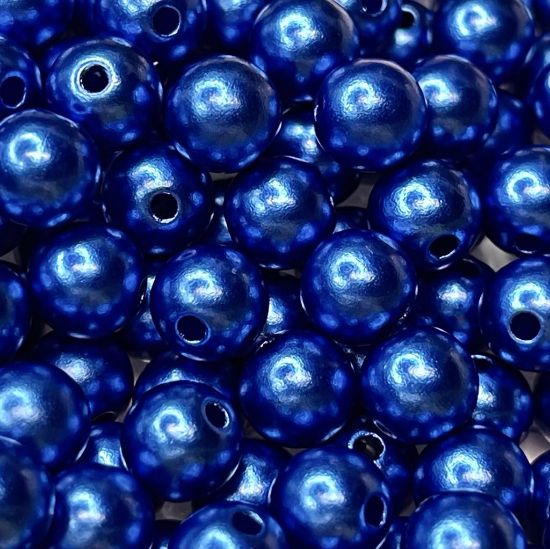Picture of Acrylic Beads 8mm round Royal Blue Pearl x100 