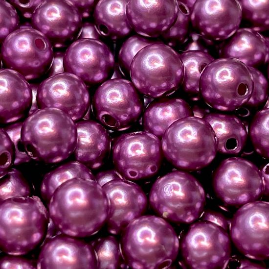 Picture of Acrylic Beads 8mm round Purple Pearl x100 