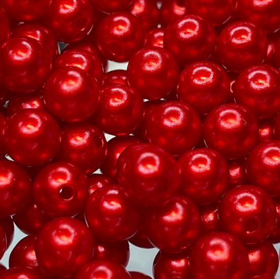 Picture of Acrylic Beads 8mm round Red Pearl x100