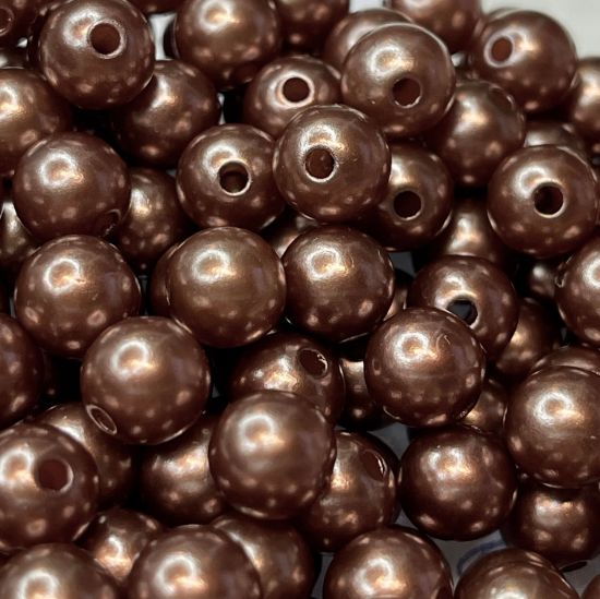 Picture of Acrylic Beads 8mm round Copper Pearl x100